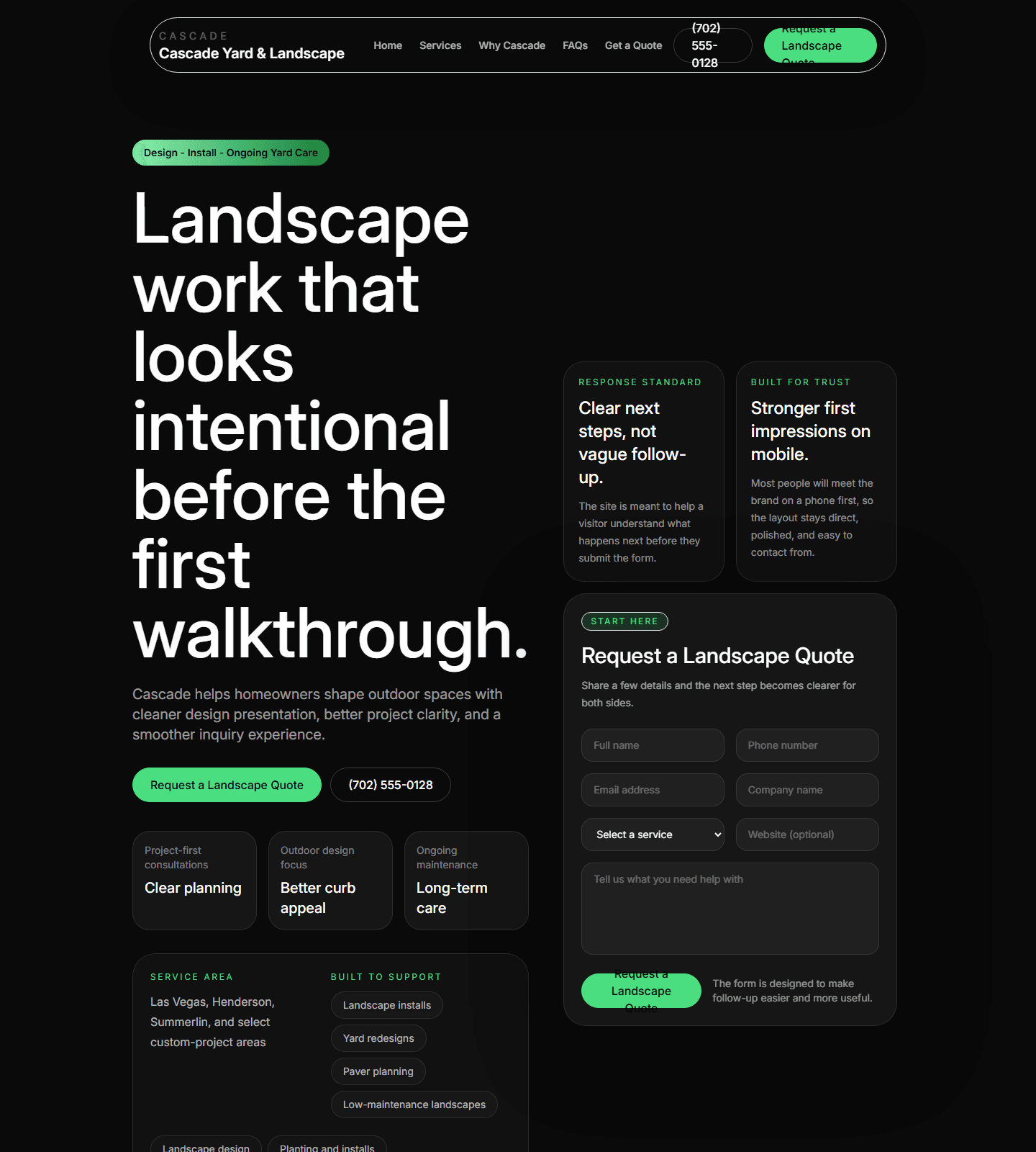 Landscaping Cascade website preview