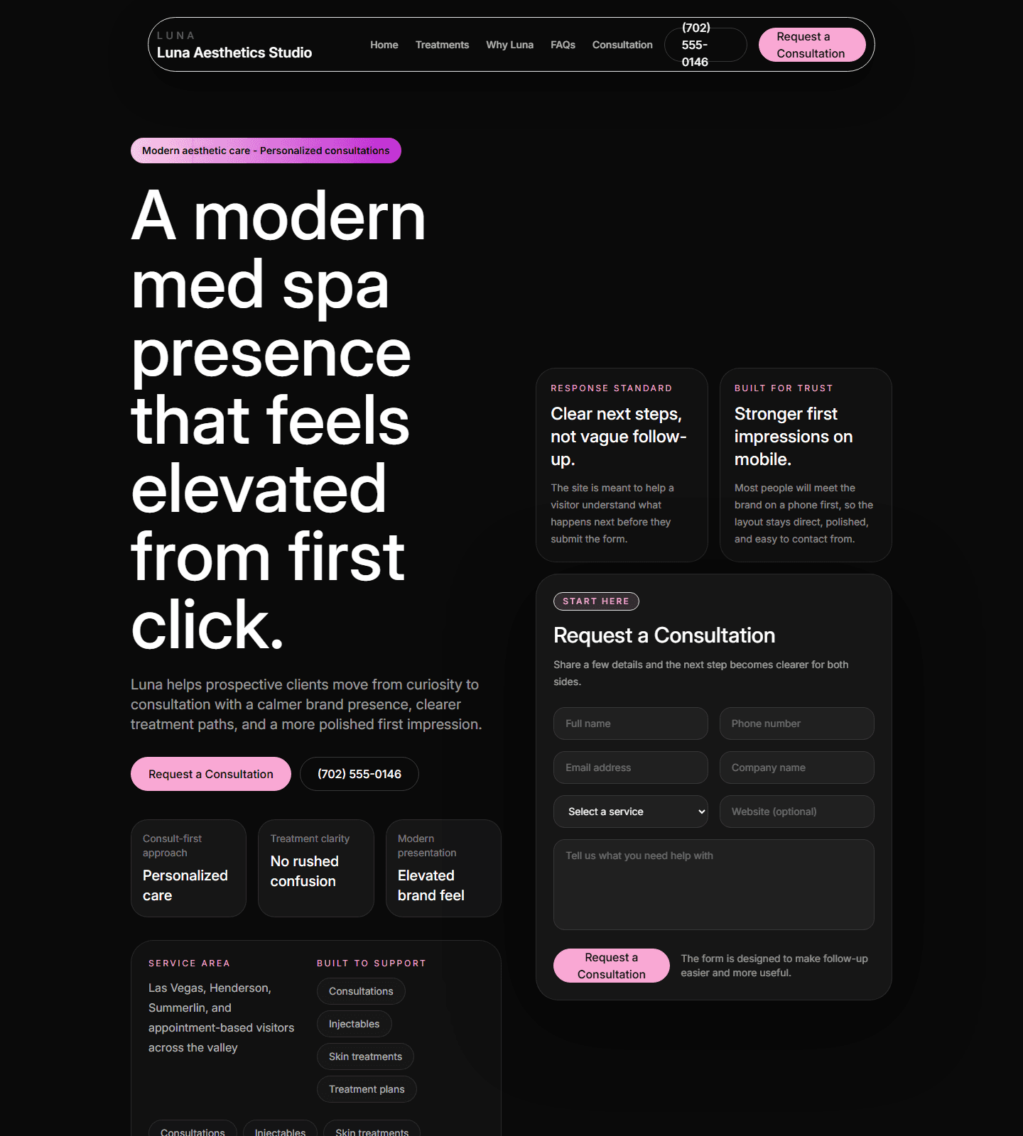 Medspa Luxe website preview