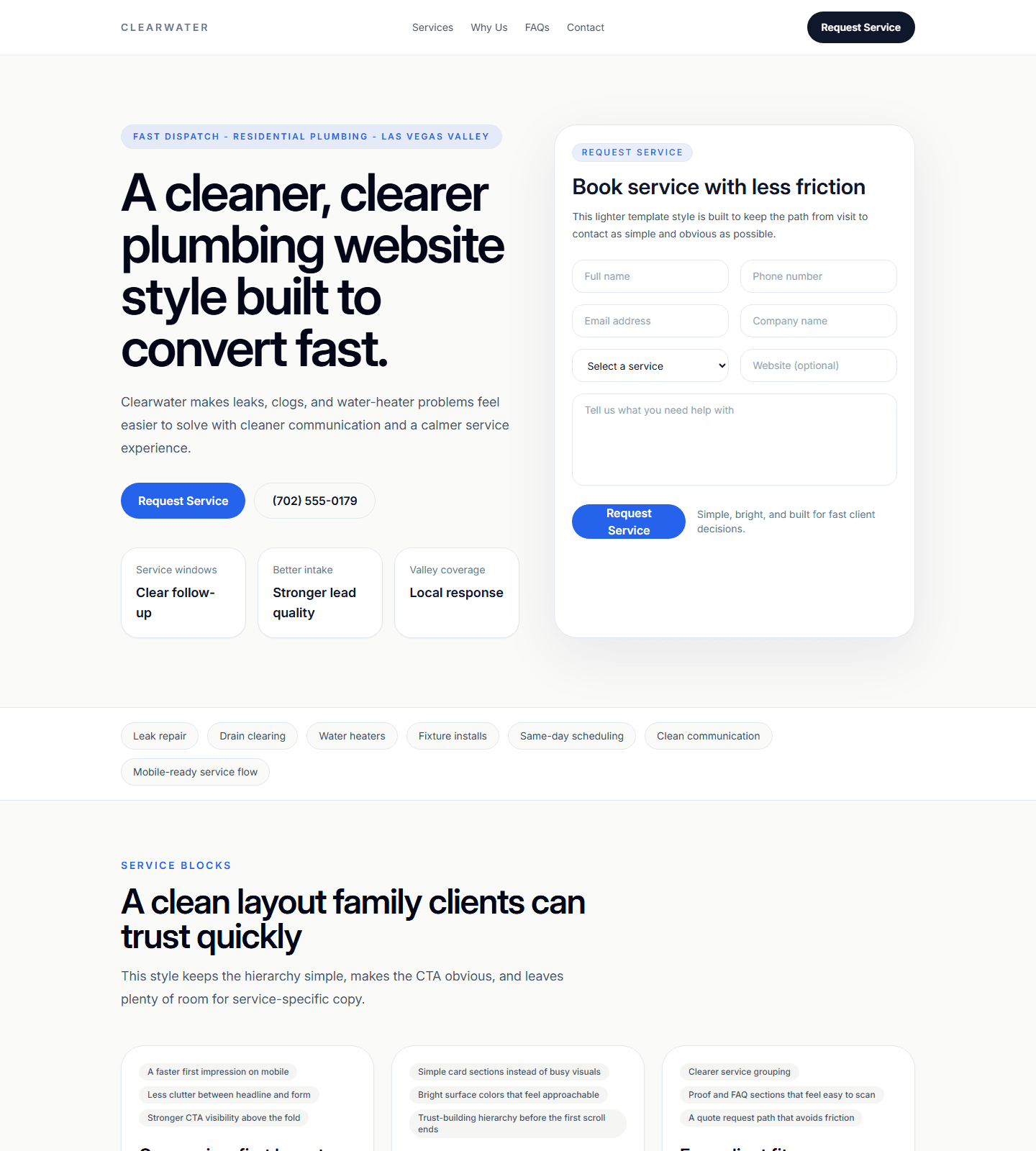 Minimal Convert Light website preview