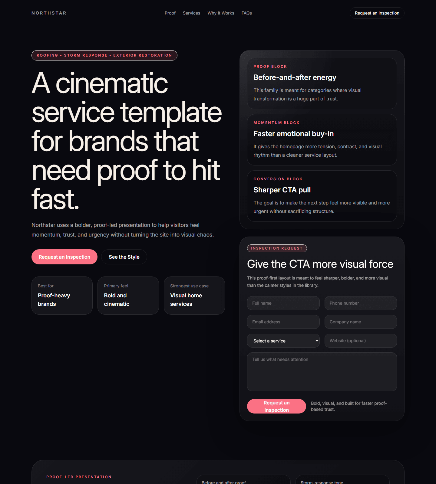 Proof First Cinematic website preview