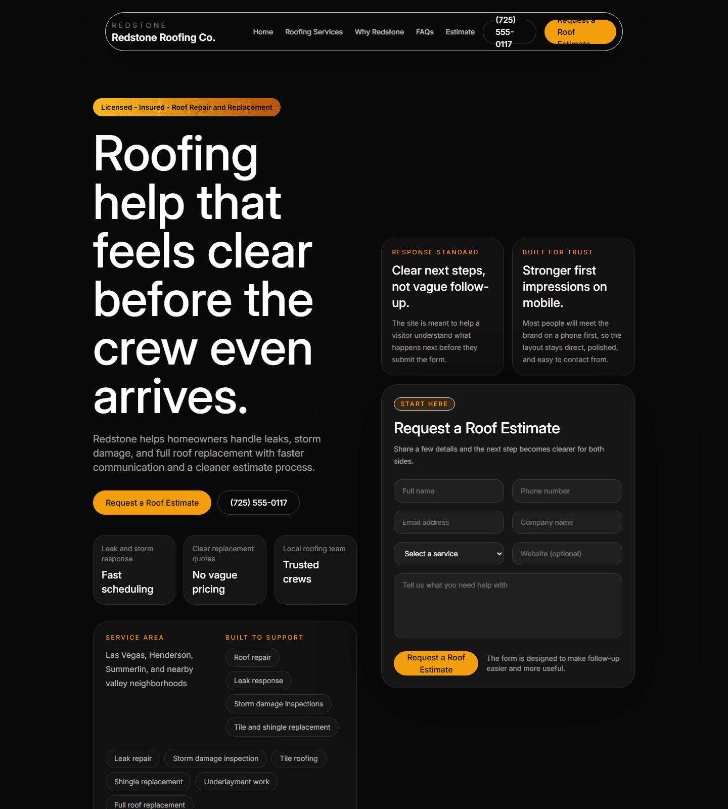 Roofing Ridge website preview