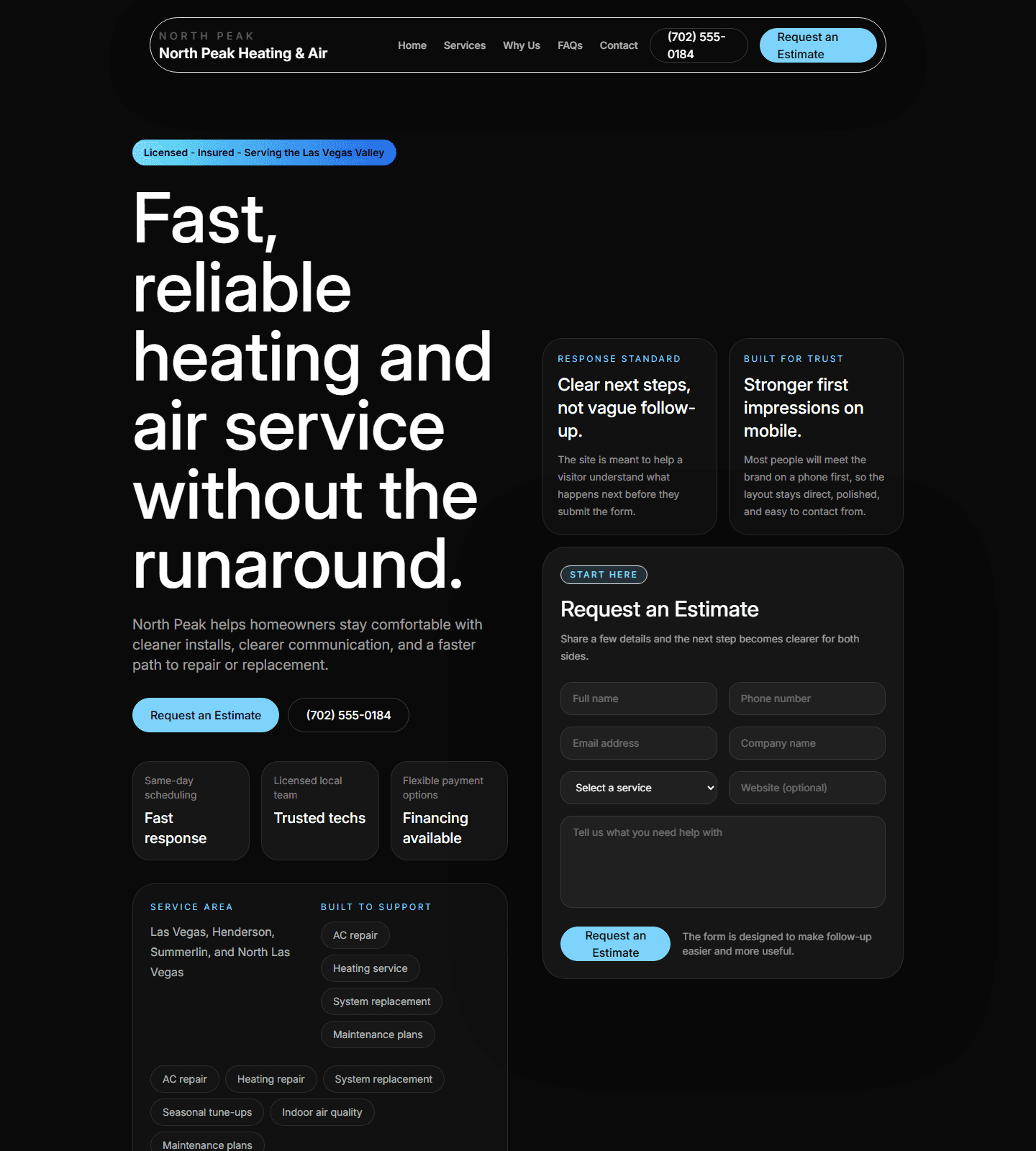 Service Business Dark website preview